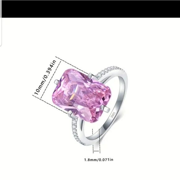 Pink zircon size 8 ring S925 - Picture 8 of 9